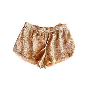 Haute Hippie Cream and Silver Lace Dress Shorts with metallic threading